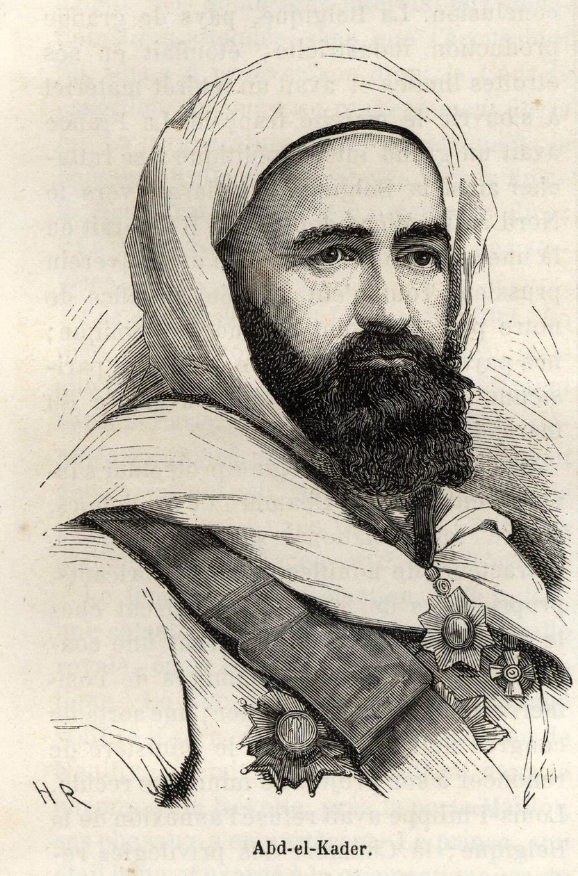 अब्द - एल - कादर (अब्द अल-कादर) (अब्द अल कादर) (1807 - 1883) का पोर्ट्रेट। द्वारा अज्ञात कलाकार