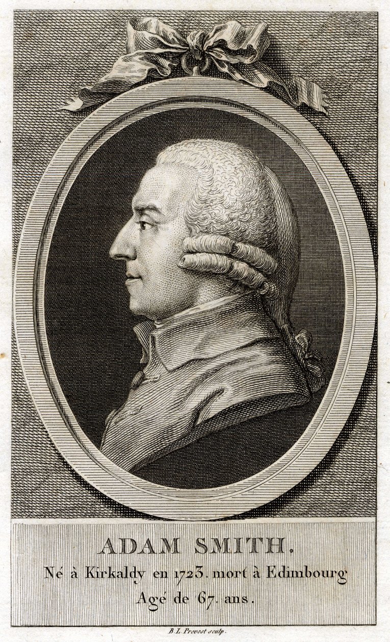 एडम स्मिथ का पोर्ट्रेट (1723 - 1790), स्कॉटिश दार्शनिक और अर्थशास्त्री। द्वारा अज्ञात कलाकार