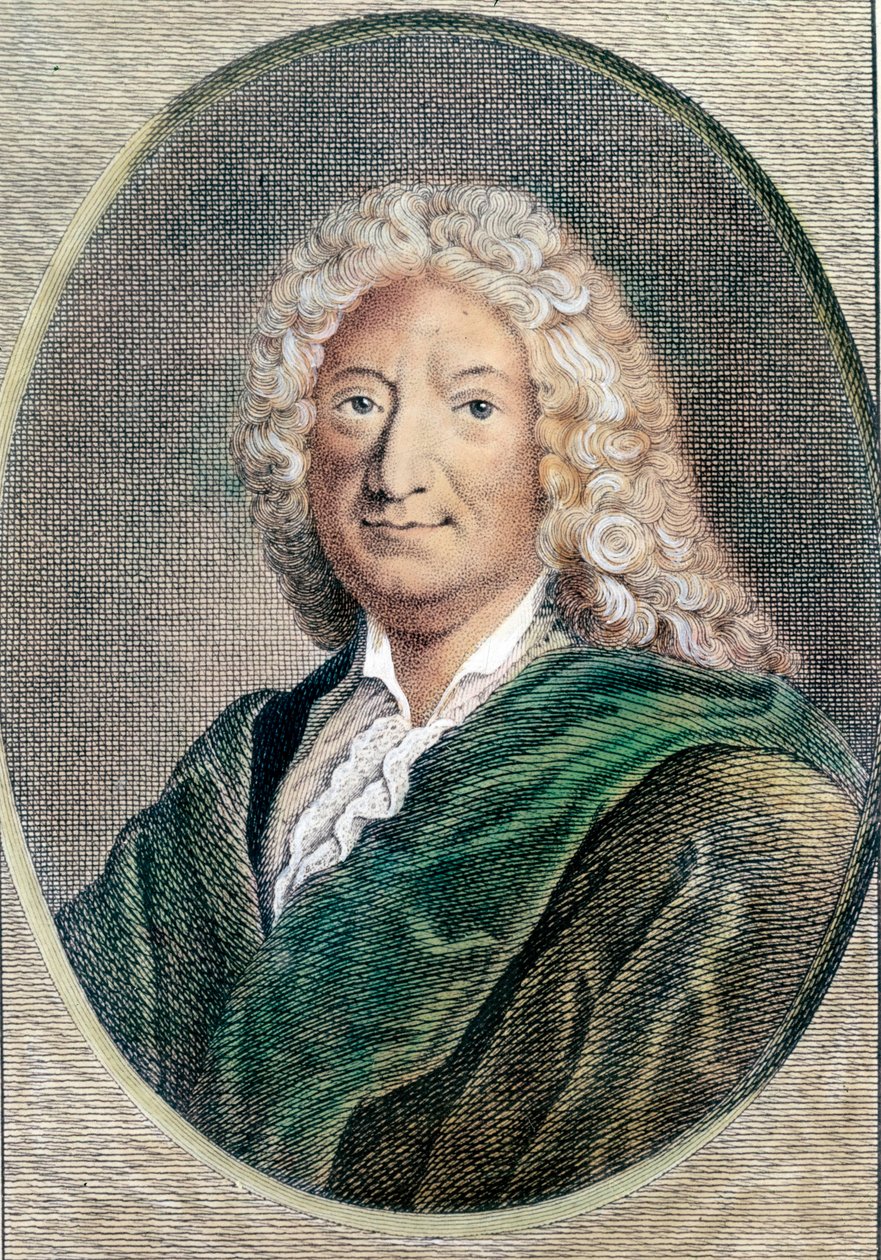 एलेन रेने लेसेज (एलेन-रेने ले सेज) का पोर्ट्रेट (1668-1747), फ्रांसीसी लेखक। 18 वीं शताब्दी की नक्काशी। निजि संग्रह द्वारा अज्ञात कलाकार