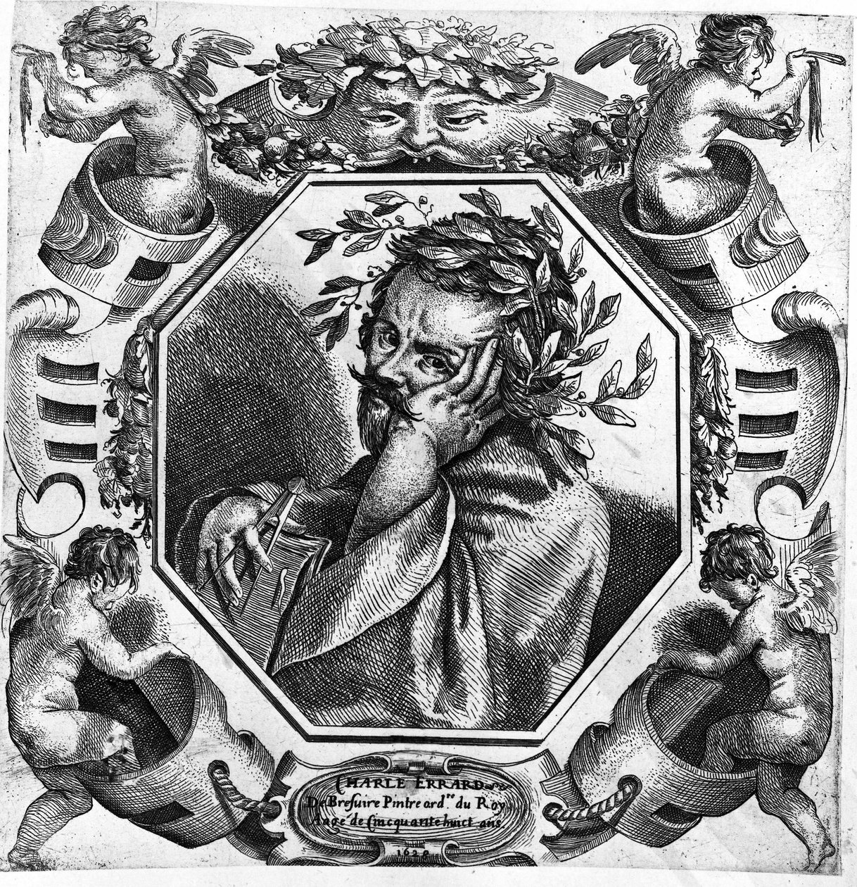 चार्ल्स एरार्ड का पोर्ट्रेट (1606-1689), फ्रांसीसी चित्रकार, ड्राफ्ट्समैन और वास्तुकार द्वारा अज्ञात कलाकार