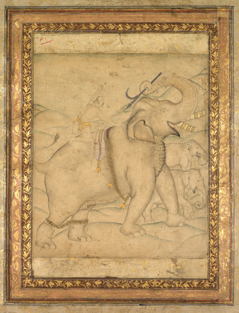 हाथी पर सवार सम्राट जहाँगीर का चित्र द्वारा अज्ञात कलाकार