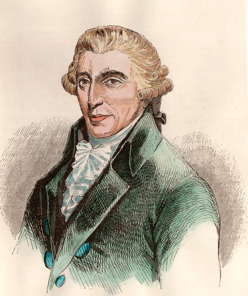 ऑस्ट्रियाई संगीतकार फ्रांज जोसेफ हेडन (1732 - 1809) का पोर्ट्रेट। 18 वीं शताब्दी की नक्काशी। निजि संग्रह। द्वारा अज्ञात कलाकार