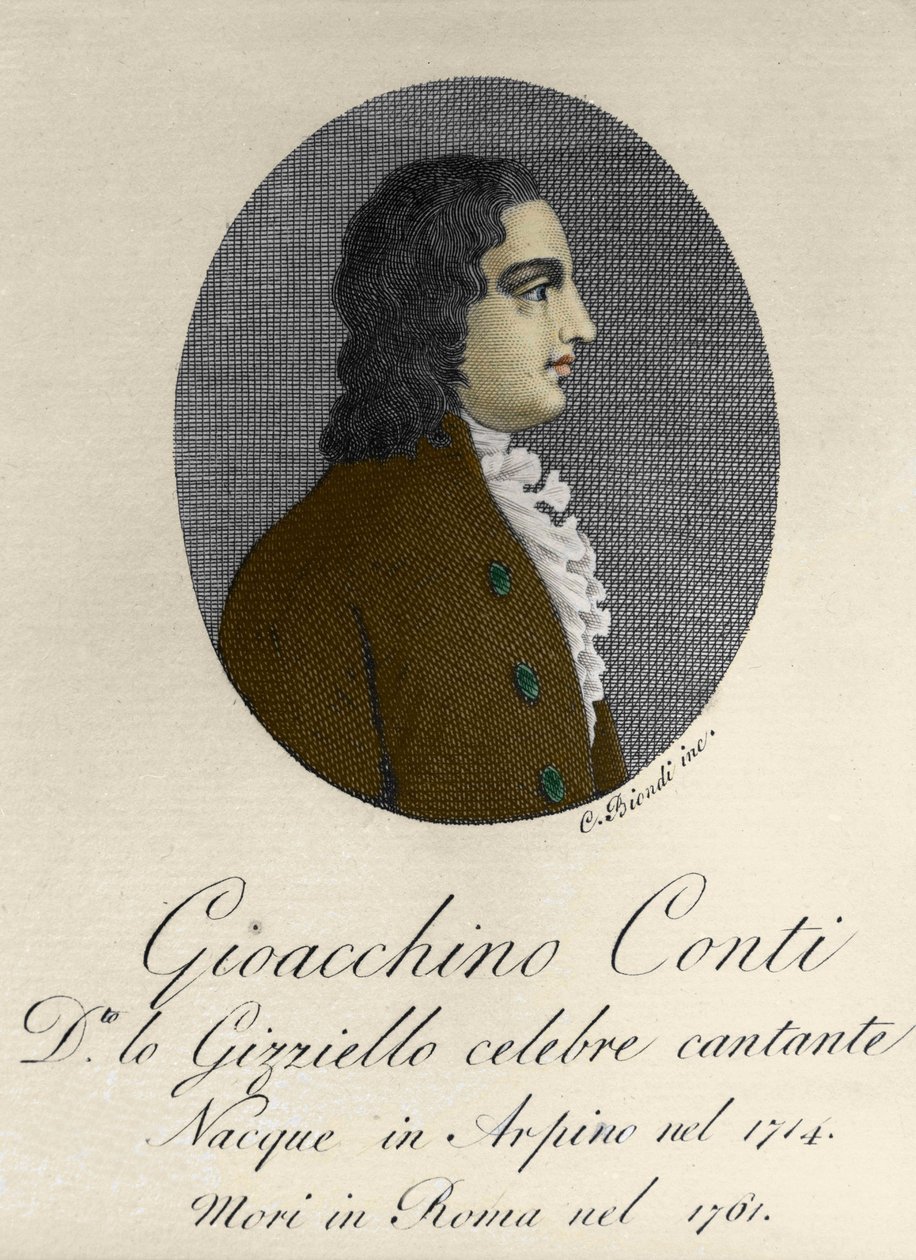 Gioacchino Conti का पोर्ट्रेट, dit Gizziello (1714-1761) (Castrato) (Castrato) इतालवी। द्वारा अज्ञात कलाकार
