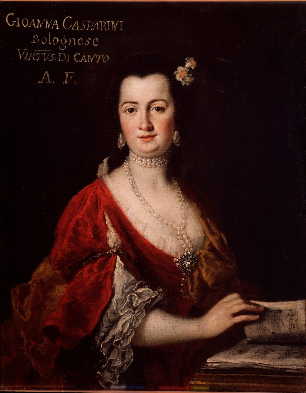 Giovanna Gasparini का पोर्ट्रेट (1717-?) इतालवी गायक बेनामी पेंटिंग। 18 वीं सदी। बोलोग्ना, नागरिक संगीत ग्रंथ सूची संग्रहालय। द्वारा अज्ञात कलाकार