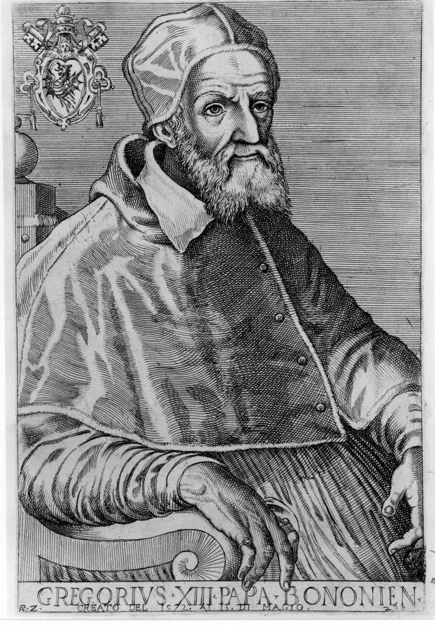 ग्रेगरी XIII (1502 - 1585) का पोर्ट्रेट। द्वारा अज्ञात कलाकार