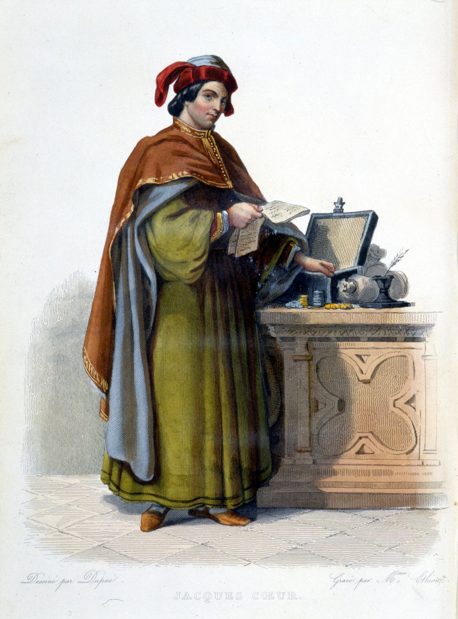 जैक्स कोयूर का पोर्ट्रेट, फ्रांसीसी व्यवसायी (1395 - 1456) - "" ले प्लुटार्क फ़्रैंकैस" में, संस्करण। मेनेचेट द्वारा अज्ञात कलाकार