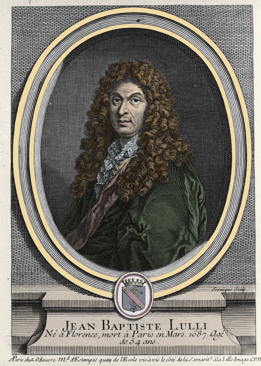 जीन बैप्टिस्ट लुली (जियोवन्नी बतिस्ता लुल्ली) (1632-1687), इतालवी मूल के फ्रांसीसी संगीतकार का पोर्ट्रेट। 19वीं सदी की नक्काशी। द्वारा अज्ञात कलाकार