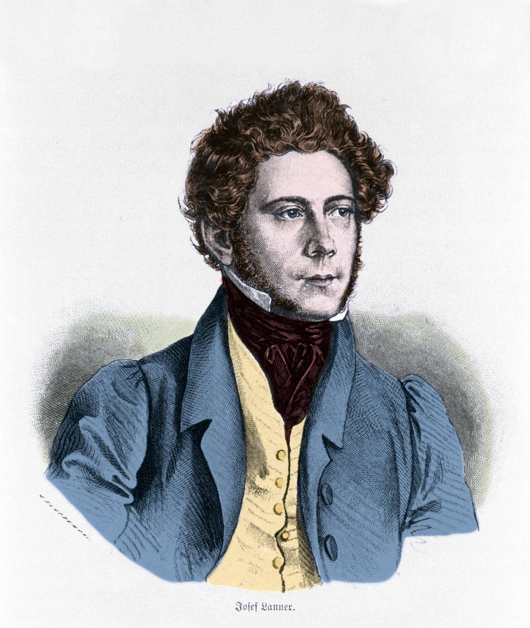 ऑस्ट्रियाई संगीतकार, वायलिन वादक और कंडक्टर (1801-1843) जोसेफ लैनर का पोर्ट्रेट। द्वारा अज्ञात कलाकार