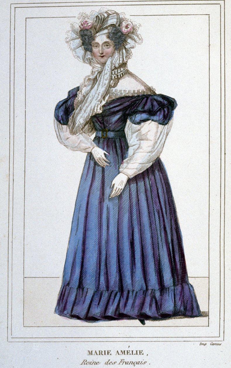 मैरी एमेली डी बॉर्बन (1782 - 1866) का पोर्ट्रेट, फ्रांसीसी की रानी, लुई फिलिप I की पत्नी। 19 वीं शताब्दी की उत्कीर्णन। द्वारा अज्ञात कलाकार