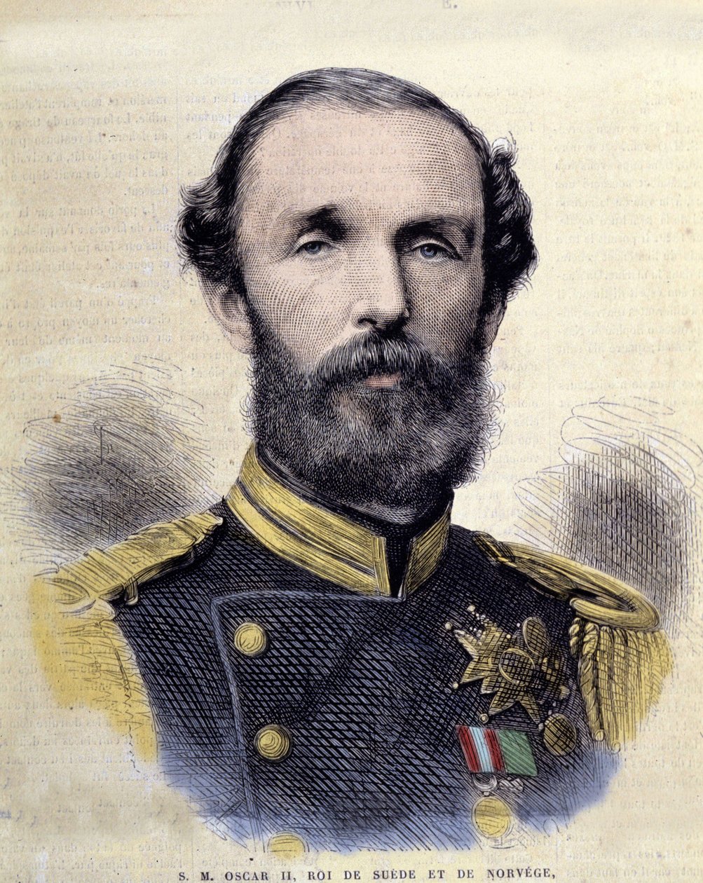 ऑस्कर II (1829-1907), स्वीडन और नॉर्वे के राजा का पोर्ट्रेट। द्वारा अज्ञात कलाकार