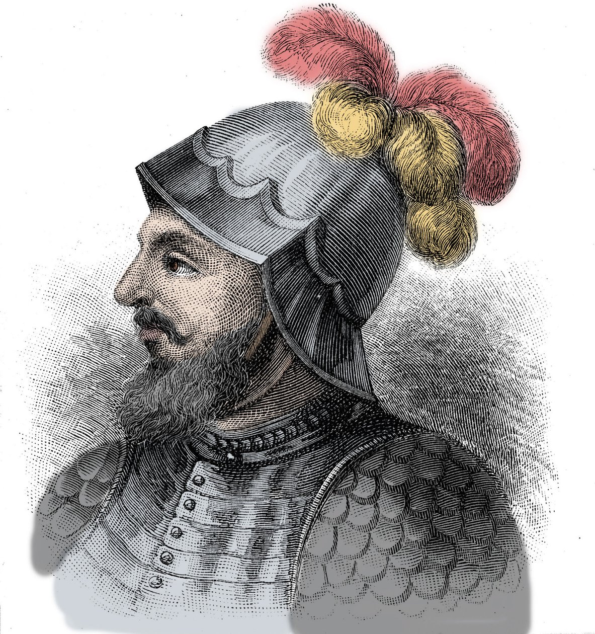 वास्को नुनेज़ डी बाल्बोआ का पोर्ट्रेट, स्पैनिश कॉन्क्विस्टाडोर (1475-1517) - उत्कीर्णन 19वीं शताब्दी द्वारा अज्ञात कलाकार