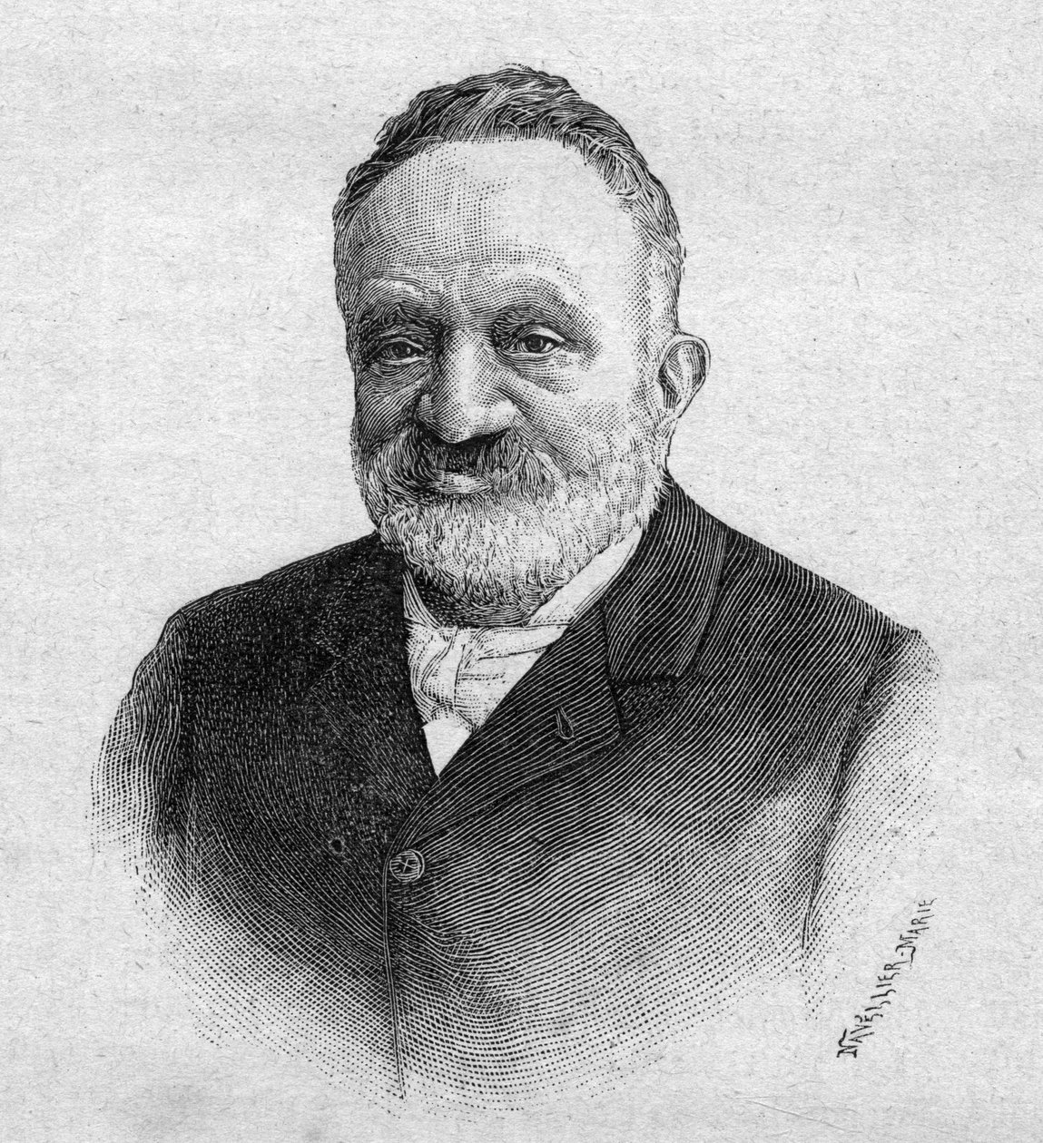 विल्फ्रिड डी फोंविएल 1824-1914 का पोर्ट्रेट फ्रांसीसी पत्रकार और वैमानिकी - 1893 का उत्कीर्णन द्वारा अज्ञात कलाकार