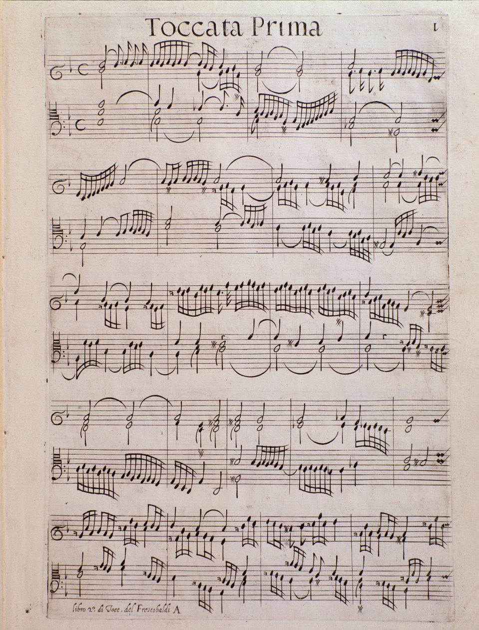 Girolamo Frescobaldi . द्वारा टोकेट की दूसरी पुस्तक का शीट संगीत पृष्ठ द्वारा अज्ञात कलाकार