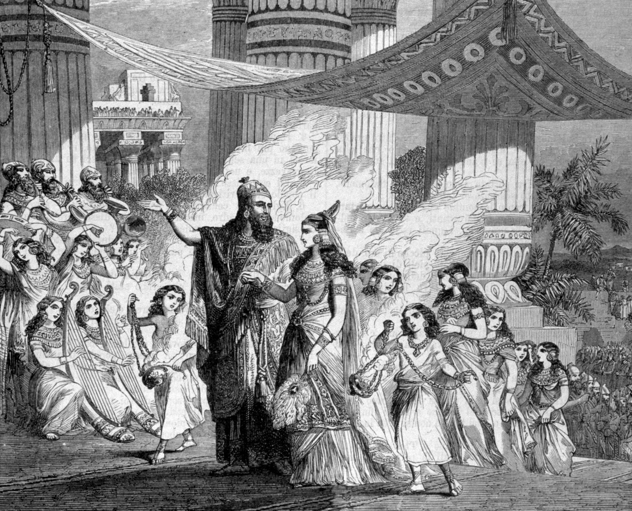 सुलैमान फिरौन की बेटी को महल में ले जाता है। द्वारा अज्ञात कलाकार