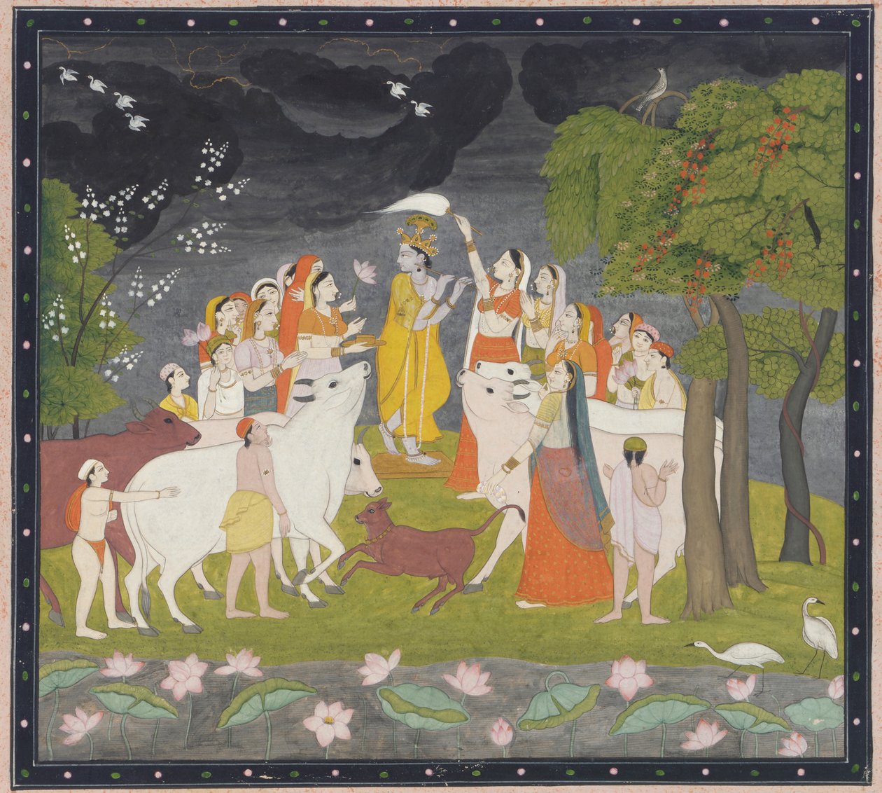 बांसुरी के साथ श्री कृष्ण द्वारा अज्ञात कलाकार