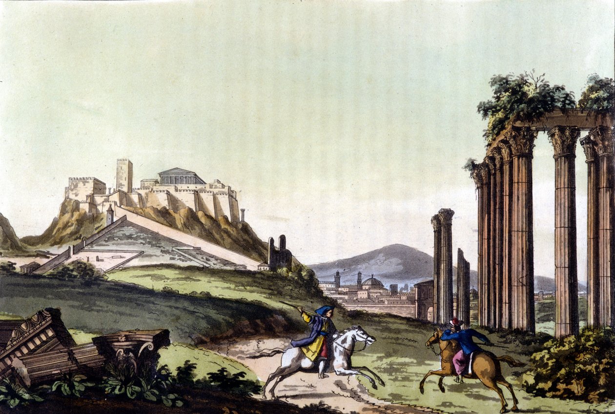 1810 में एथेंस शहर। जूल्स फेरारियो द्वारा "द ओल्ड एंड मॉडर्न कॉस्ट्यूम" में, एड। मिलन द्वारा अज्ञात कलाकार