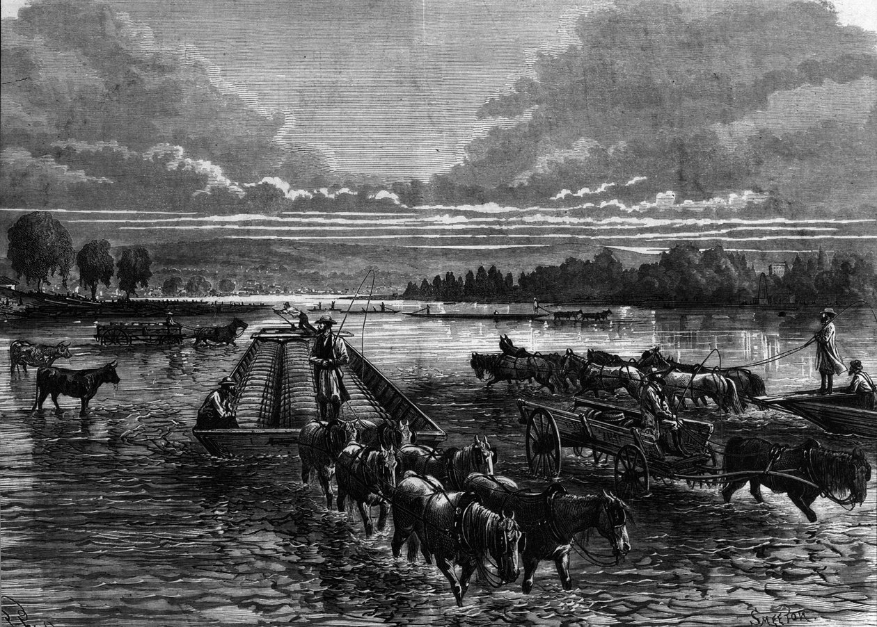 ऑयल क्रीक, पेनसिल्वेनिया, यूएसए में तेल बैरल का परिवहन द्वारा अज्ञात कलाकार