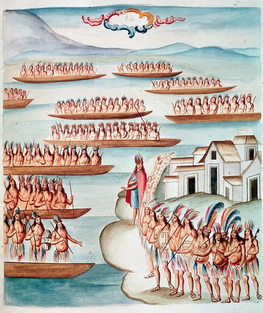 लैगून, मेक्सिको से घिरे ट्लेटेल्को का दृश्य (वाटरकलर, c.1770-1780) द्वारा अज्ञात कलाकार