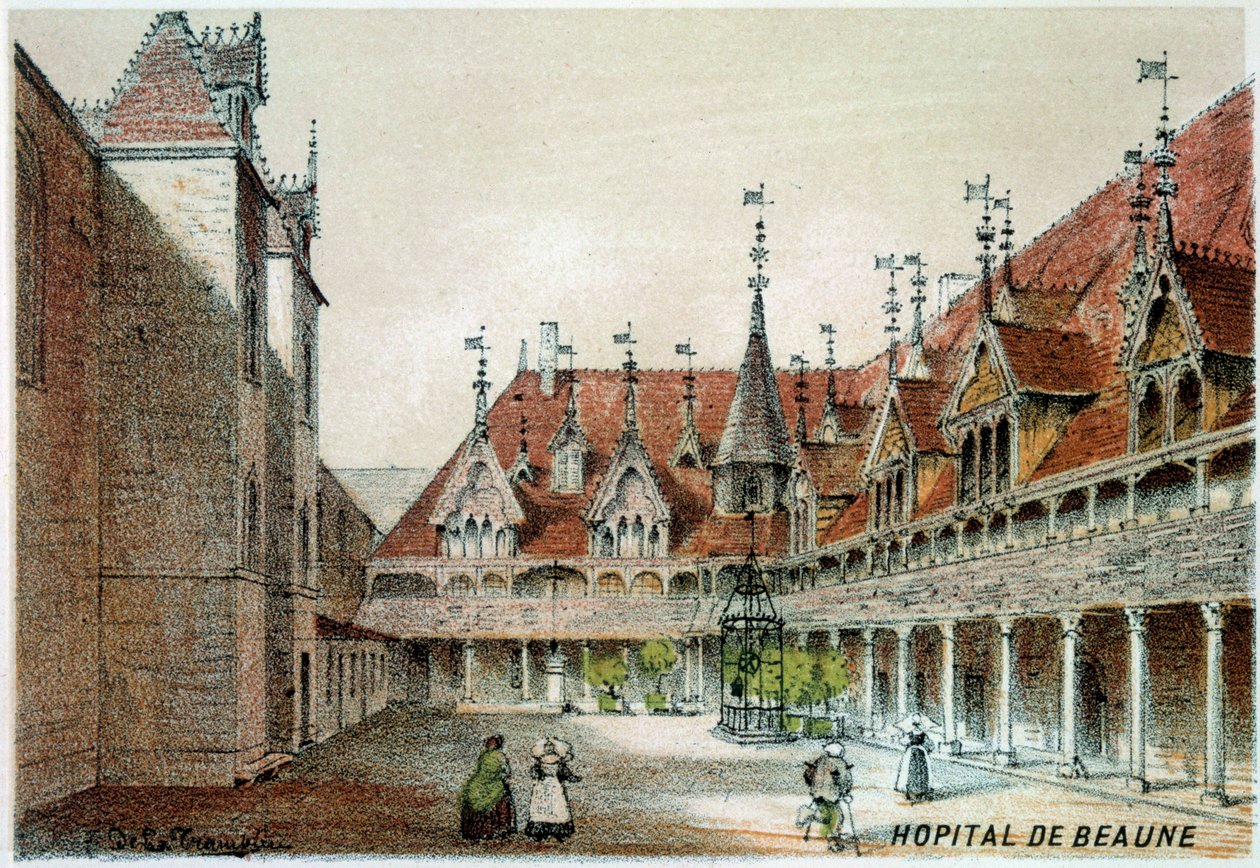 Hospices de Beaune के आंगन का दृश्य द्वारा अज्ञात कलाकार