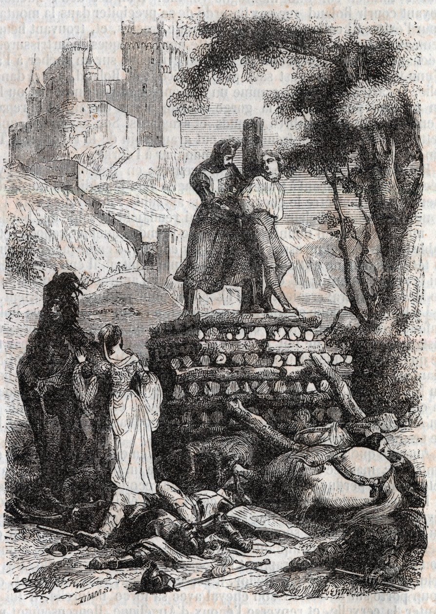 बोचेर पर ज़ेरबिन, रोलांड द्वारा डेलिव्रे - "उग्र रोलांड" से 1851 का उत्कीर्णन द्वारा अज्ञात कलाकार