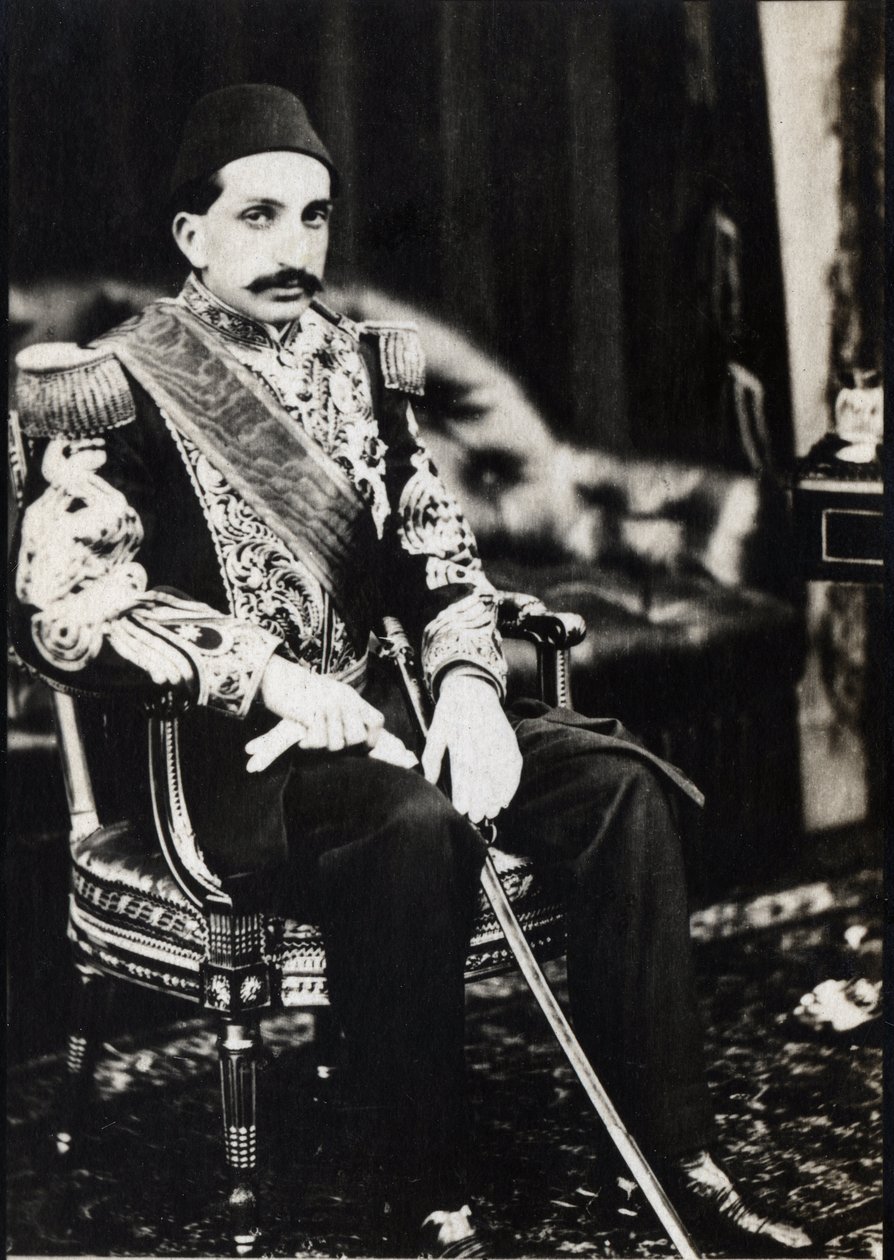 अब्दुलहमीद द्वितीय (1842-1918) का पोर्ट्रेट, तुर्क साम्राज्य के सुल्तान (बी/डब्ल्यू फोटो) द्वारा अज्ञात फोटोग्राफर