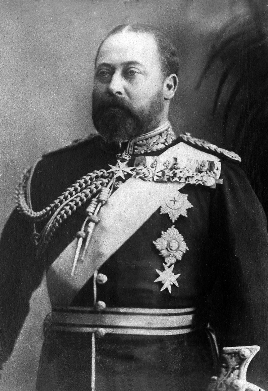 एडवर्ड सप्तम (1841-1910) के नाम से अल्बर्ट एडवर्ड, प्रिंस ऑफ वेल्स, ग्रेट ब्रिटेन और आयरलैंड के इंग्लैंड के तत्कालीन राजा का पोर्ट्रेट। द्वारा अज्ञात फोटोग्राफर