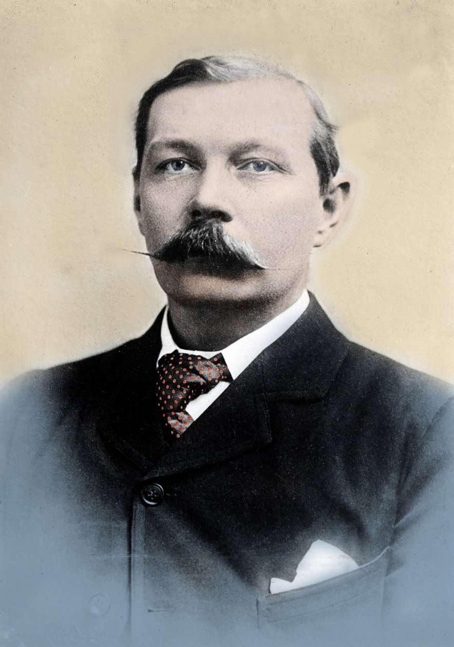 सर आर्थर कॉनन डॉयल (1859-1930) का पोर्ट्रेट, अंग्रेजी लेखक, "शर्लक होम्स" के चरित्र के निर्माता। द्वारा अज्ञात फोटोग्राफर