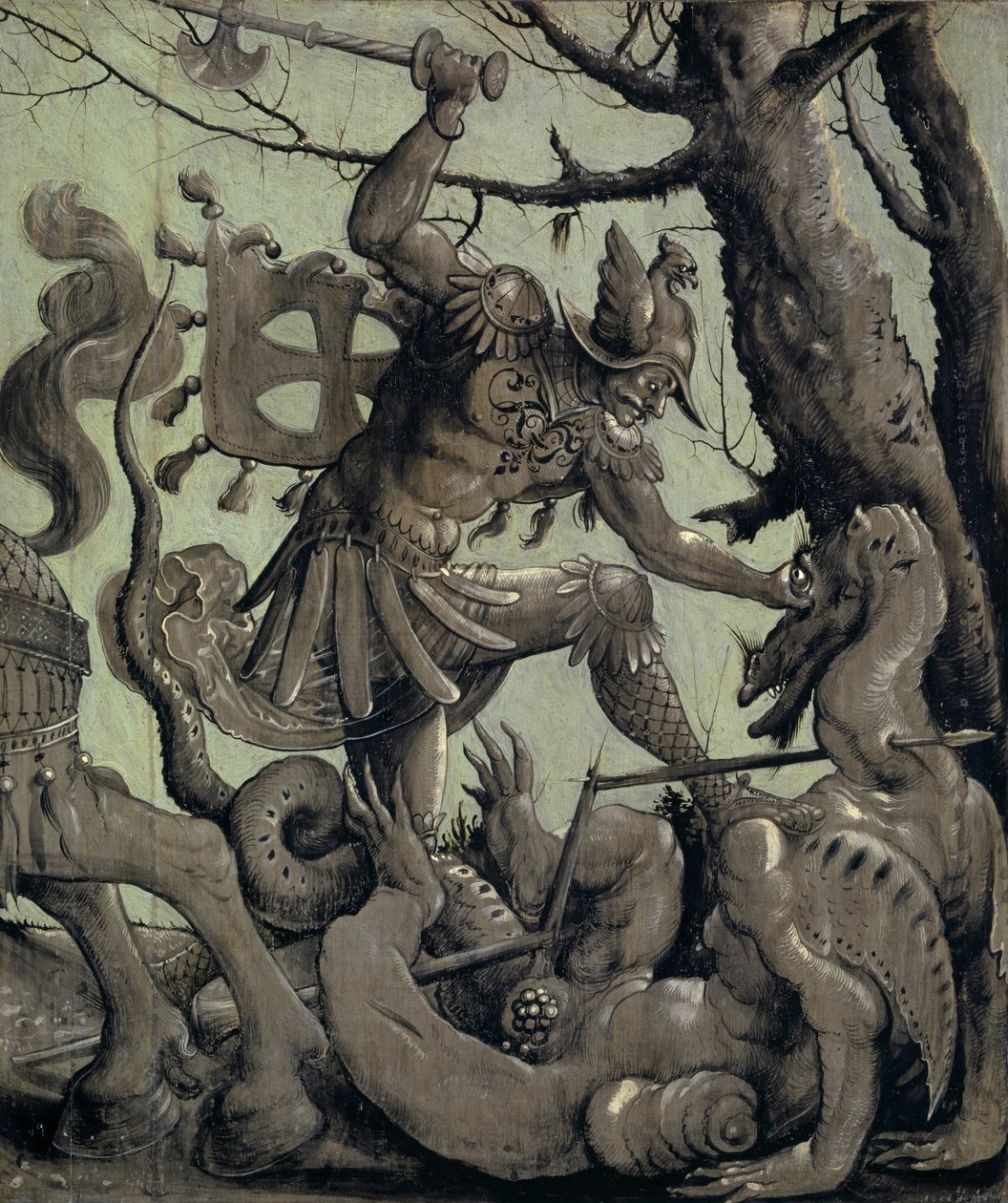 सेंट जॉर्ज फाइटिंग द ड्रैगन, c.1520 (सीमांत पर तापमान) द्वारा उर्स ग्राफ