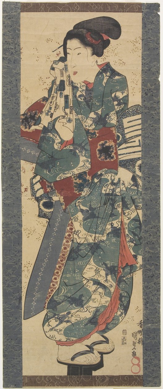 (वुमन होल्डिंग ए तौलिया), 1843-1847 द्वारा उतागावा कुनीसदा
