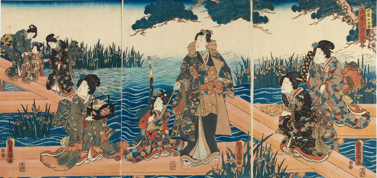 वुडब्लॉक प्रिंट - 'फोर सीजन्स: स्प्रिंग', 1851-1852 द्वारा उतागावा कुनीसदा