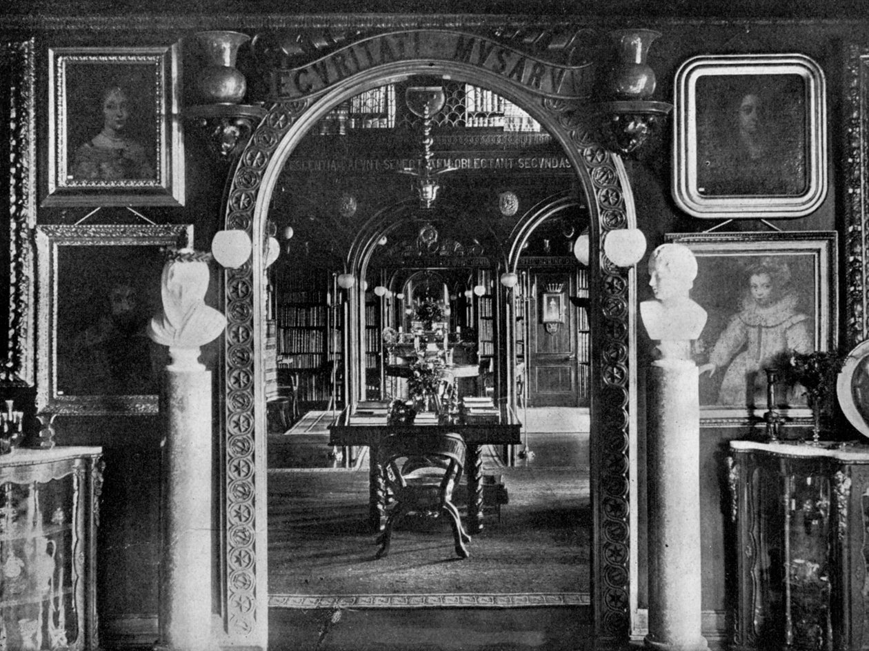 पुस्तकालय, कीर हाउस, एलन का पुल, स्टर्लिंग, स्कॉटलैंड, 1924-1926 द्वारा वेलेंटाइन एंड संस लिमिटेड