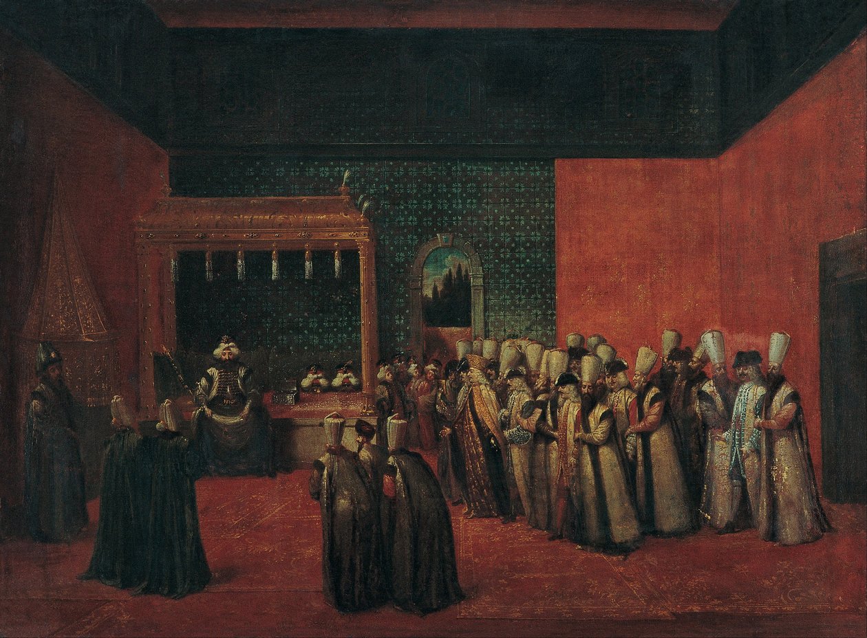 सुल्तान अहमद III एक यूरोपीय राजदूत प्राप्त करना, 1720 द्वारा Vanmour