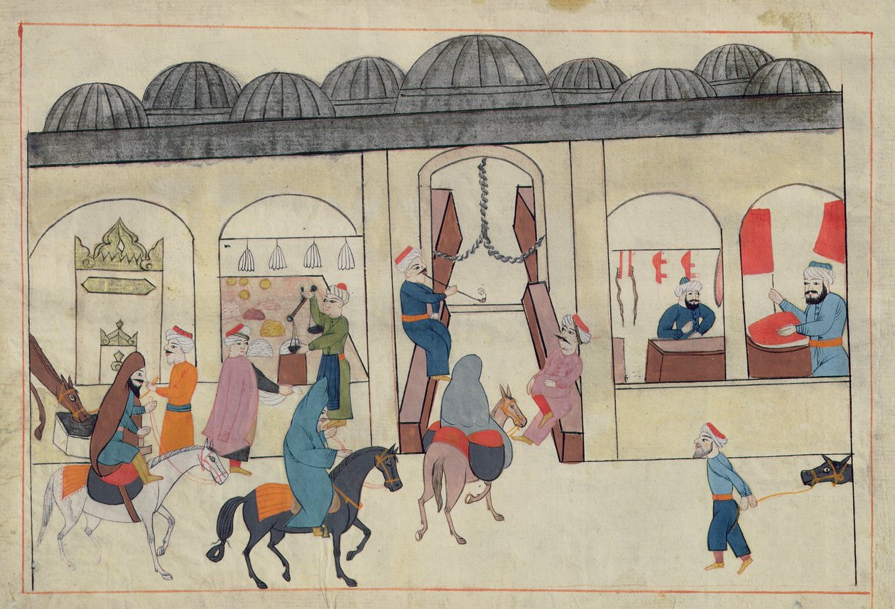 सुश्री सिसोगना 1971, इस्तांबुल में कवर बाजार का चित्रण करते हुए &39;मेमरी टर्चेश&39; से लघु द्वारा वेनिस स्कूल