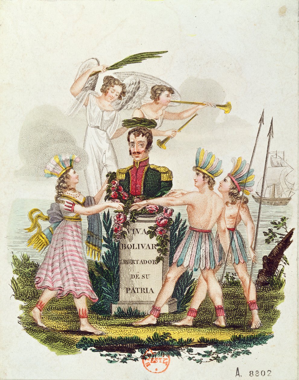 लोकप्रिय इमेजरी एक्सोलॉलिंग बोलिवर, c.1840 द्वारा वेनेजुएला का स्कूल