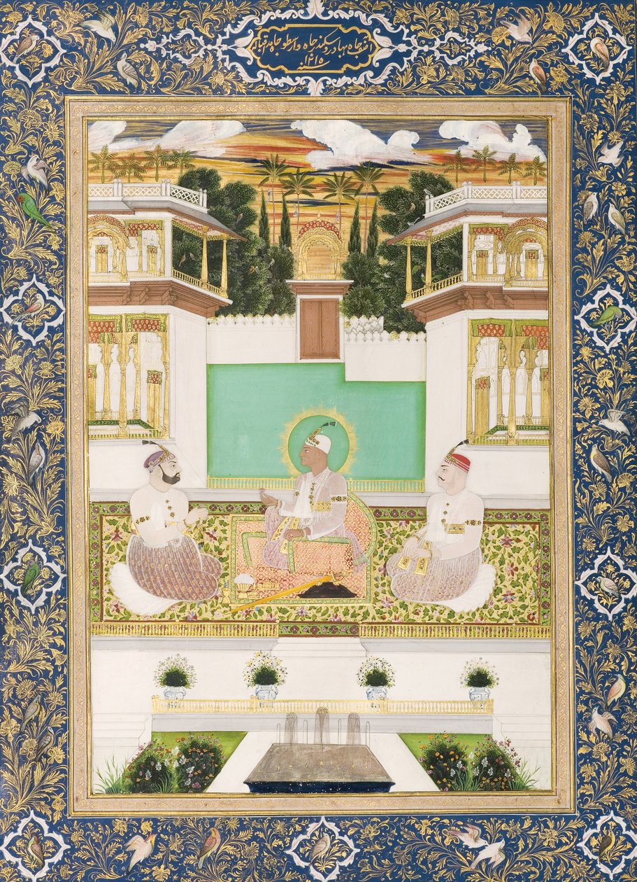 निज़ाम अली खान, अरिस्टो जाह और सिकंदर जाह, 1800-1801 (कागज पर अपारदर्शी wc और सोना) द्वारा Venkatchellam