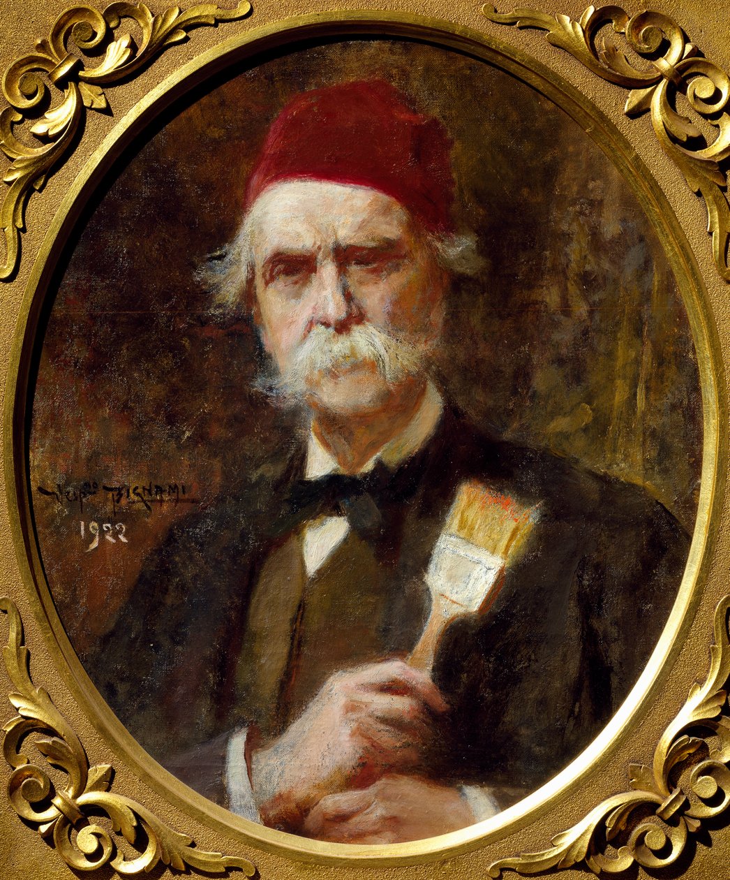वेस्पासियानो बिग्नामी द्वारा स्व-चित्र (1841-1929), कैनवास पर तेल, 55x62 सेमी द्वारा वेस्पासियानो बिगनमी