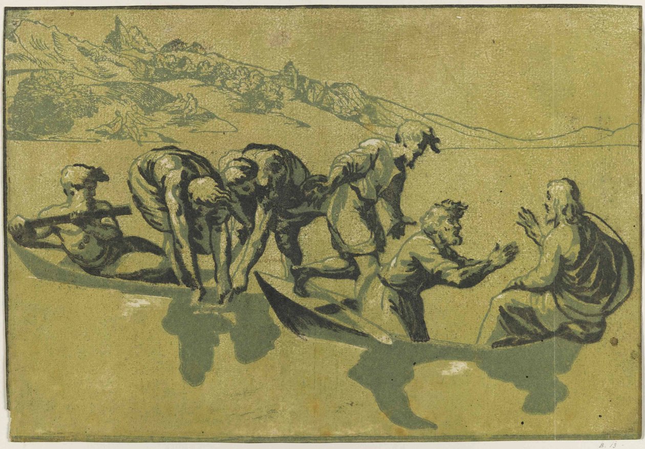 राफेल के बाद मछलियों का चमत्कारी ड्राफ्ट, c.1540। द्वारा विसेंटिनो