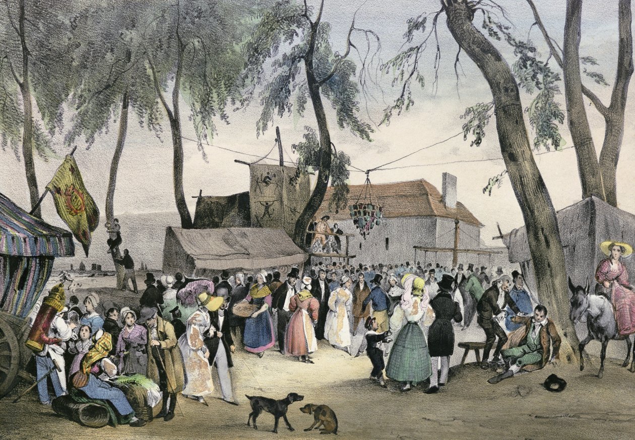 &39;पेरिस के आसपास के स्थानीय उत्सव&39;, श्रृंखला, 1830, फोंटने-ऑक्स-गुलाब द्वारा विक्टर एडम