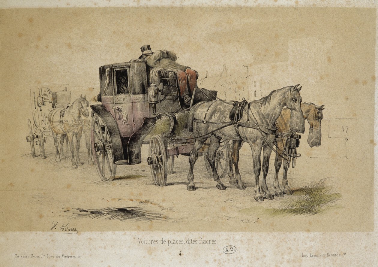 फिएक्रेस नामक कारें - एडम द्वारा लिथोग्राफी, v.1840 द्वारा विक्टर एडम