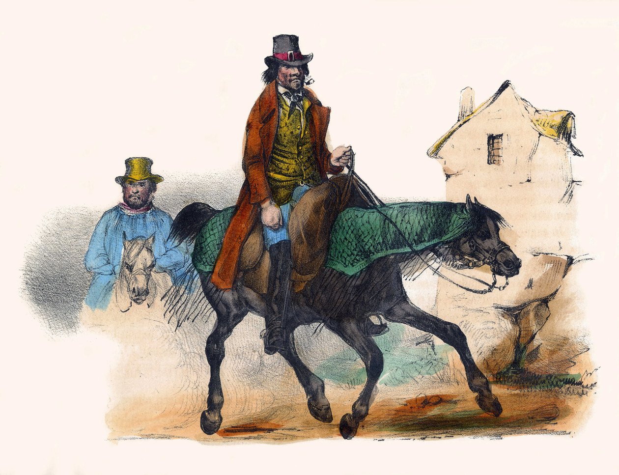 गोमांस व्यापारी अपने लाभ की गणना करके घूम रहा है। "" एल्बम ग्रोटेस्क में, उत्कृष्ट प्रकार के विकल्प", विक्टर एडम, पेरिस द्वारा चित्र, लगभग १८५०। द्वारा विक्टर एडम