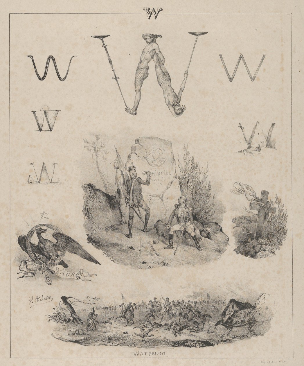 पत्र डब्ल्यू: वाशिंगटन, वग्राम, वाटरलू, 1833। द्वारा विक्टर एडम