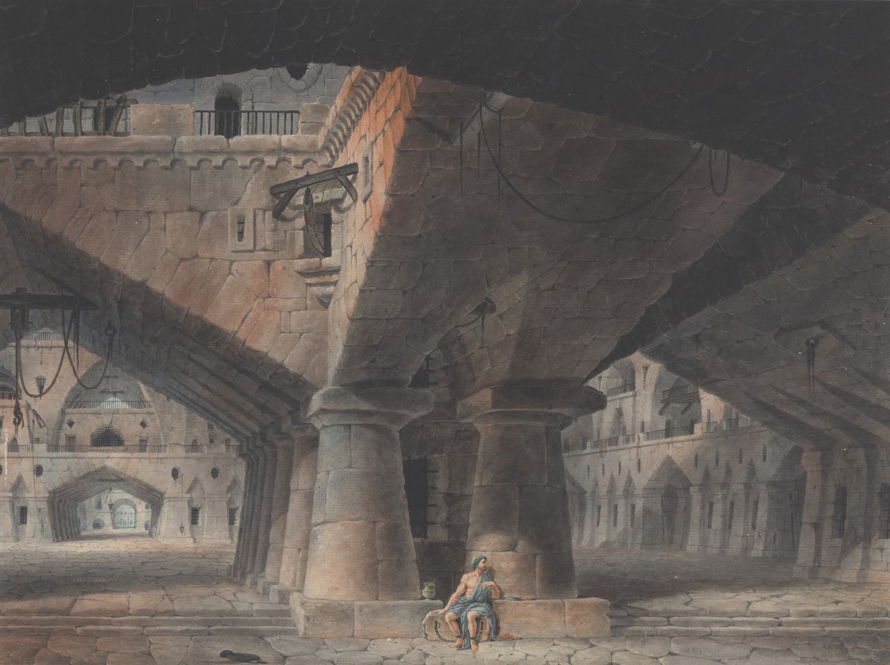 आदमी जेल में बैठा, 1781। द्वारा विक्टर जीन निकोल
