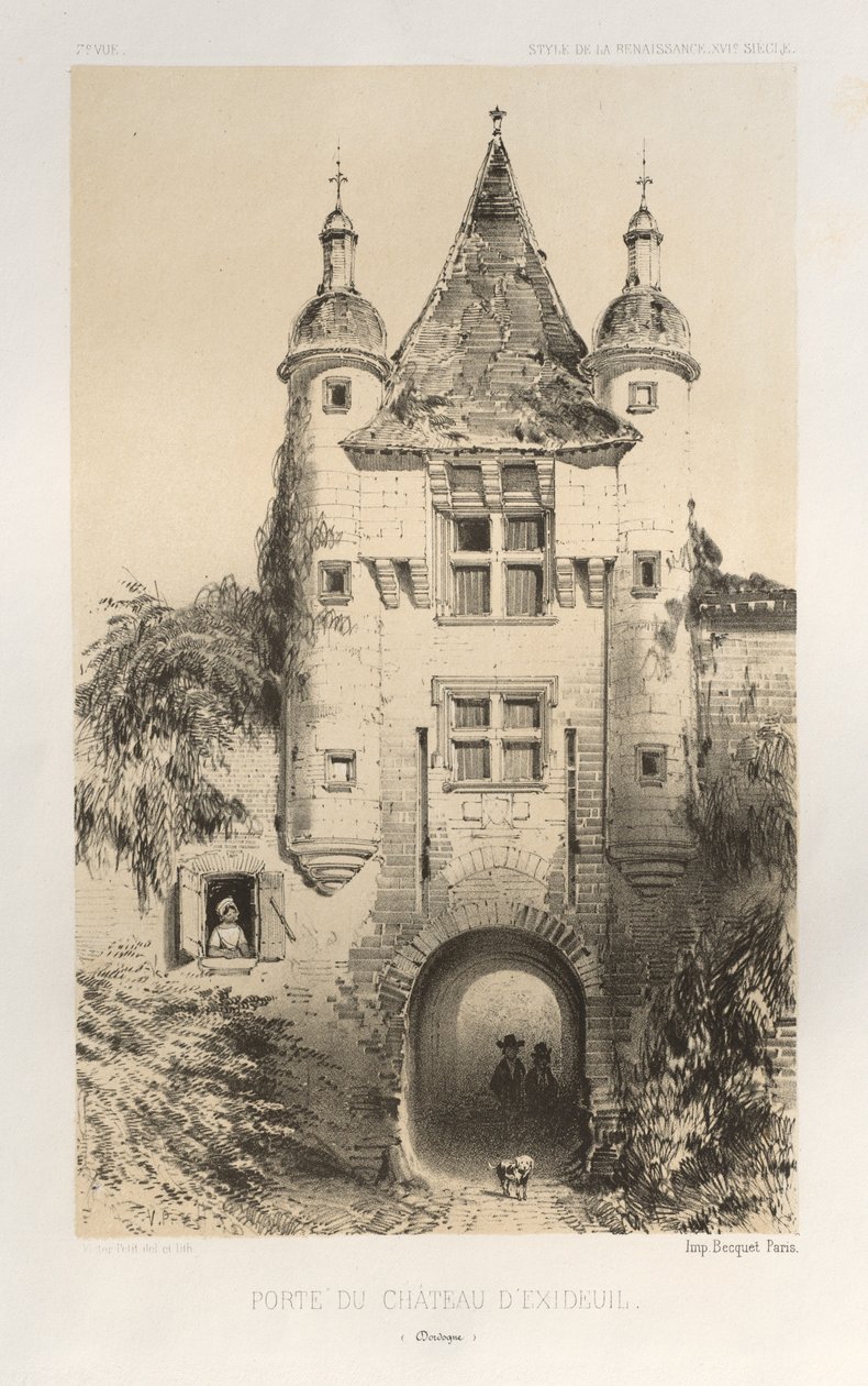 ... पीएल .7, चेटो के द्वार डी। एक्सिड्यूइल डोरडोग्ने, 1860। द्वारा विक्टर पेटिट