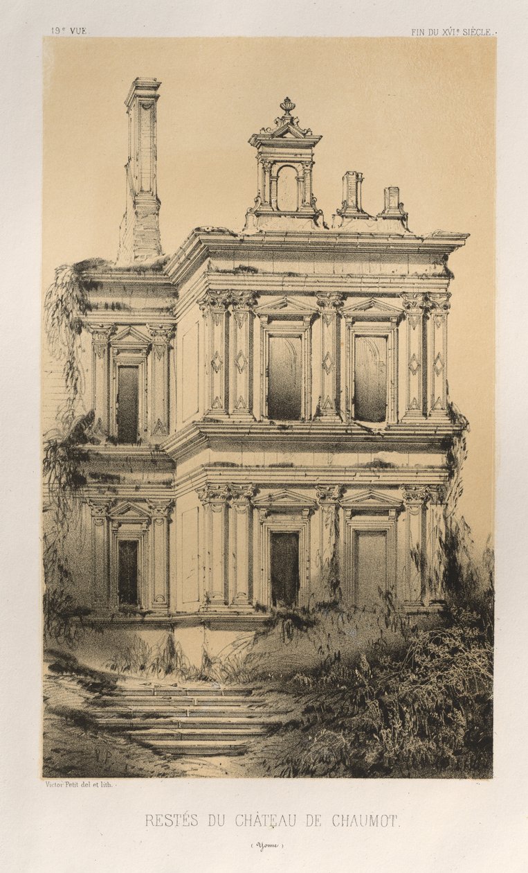 ... पी एल। 19, रेस्टस डू चाटेउ डी चौमोट योने, 1860। द्वारा विक्टर पेटिट