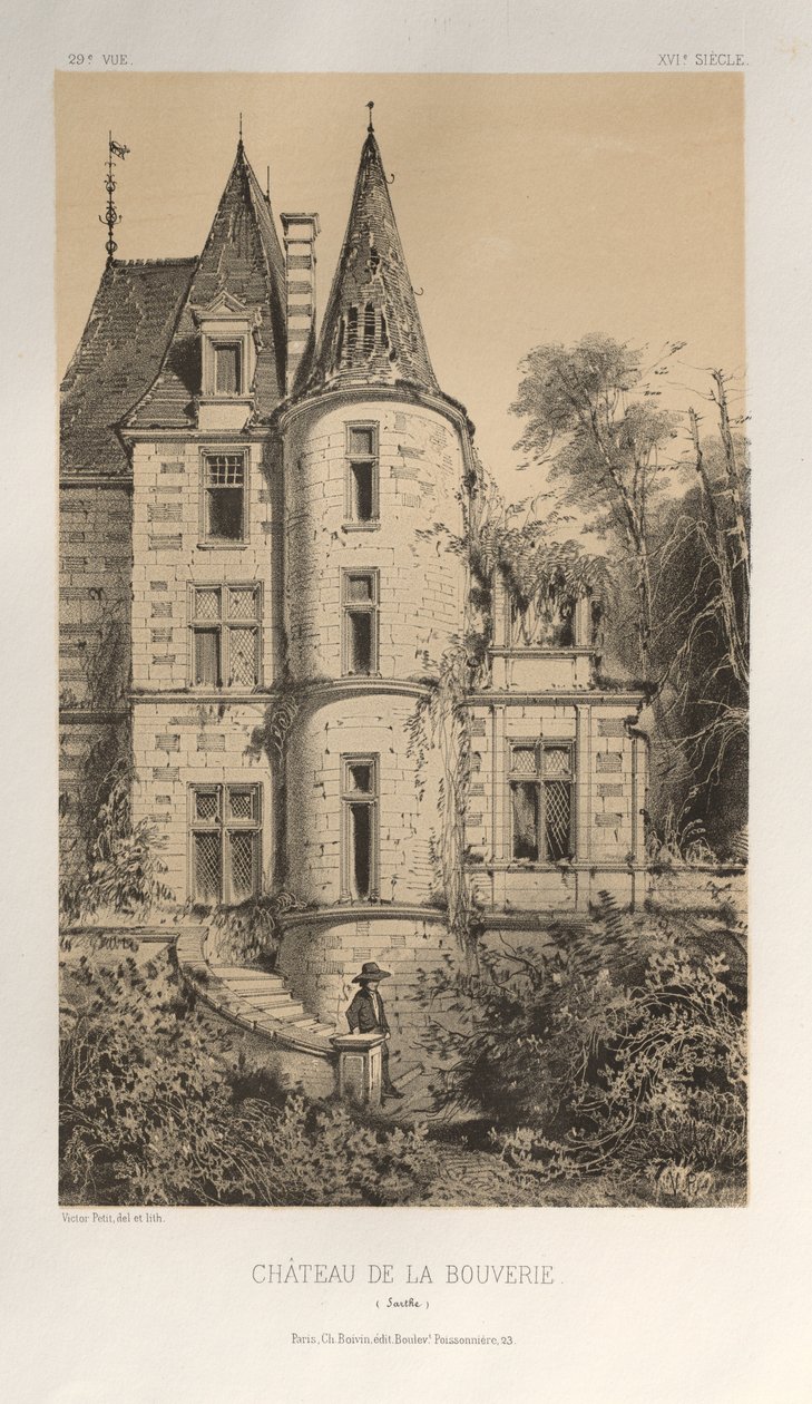 ..Pl। 29, चेटो डी ला बुवेरी सार्थे, 1860। द्वारा विक्टर पेटिट