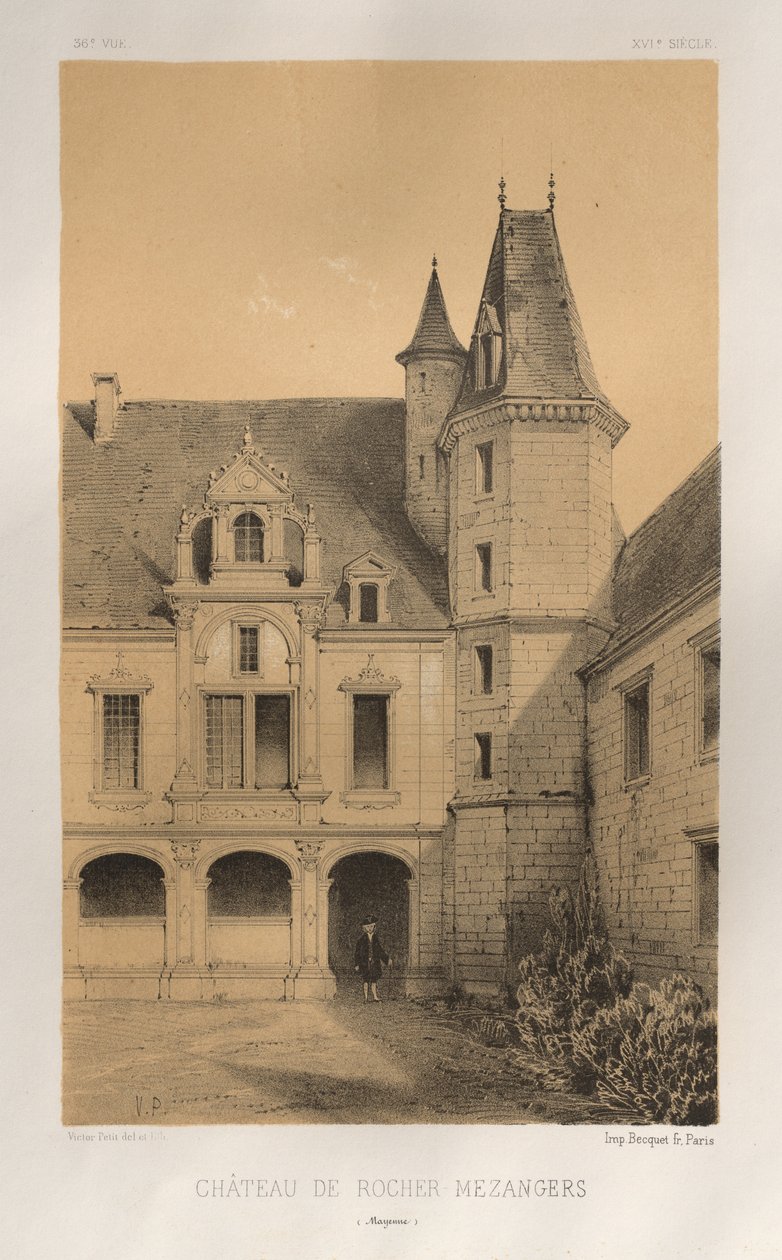 ... पी एल। 36, चेटेउ डी रोचर मेजैंगर्स मेयेन, 1860। द्वारा विक्टर पेटिट