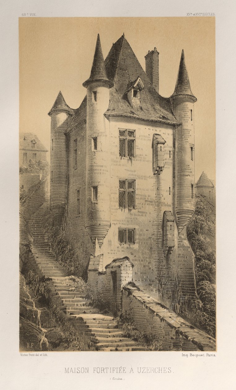 ... Pl। 60, किले की दीवार पर Uzerches संवाददाता, 1860। द्वारा विक्टर पेटिट