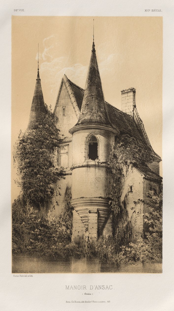 ... Pl। 98, मैनोर dAnsac कॉरसेज़, 1860। द्वारा विक्टर पेटिट