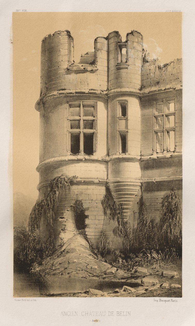 ... Pl। 99, बेलिन सार्थे का पूर्व महल, 1860। द्वारा विक्टर पेटिट