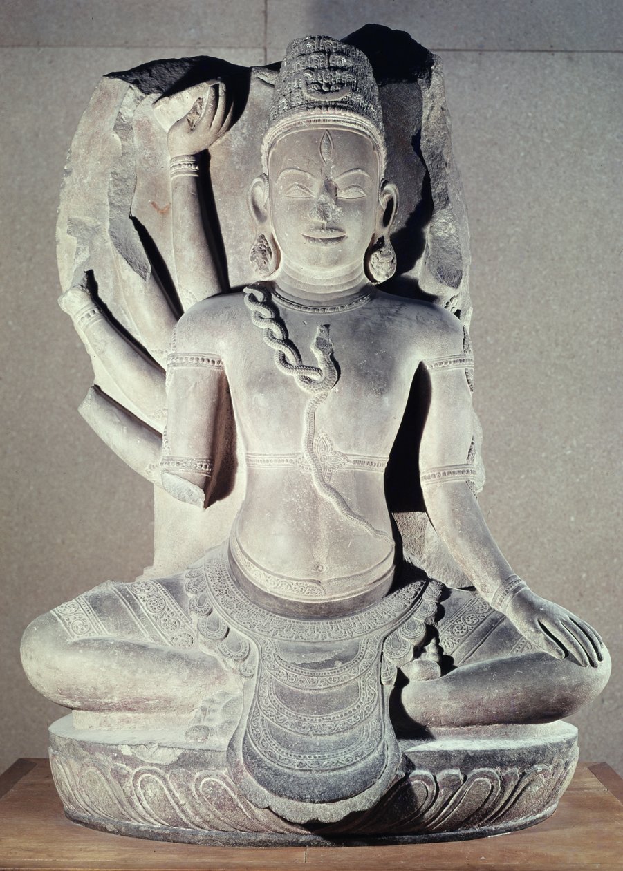 थाप बन्ह इट टेम्पल, बिनह दीन्ह, वियतनाम, 11 वीं -12 वीं शताब्दी (बलुआ पत्थर) से दस भुजाओं वाला शिव द्वारा वियतनामी स्कूल